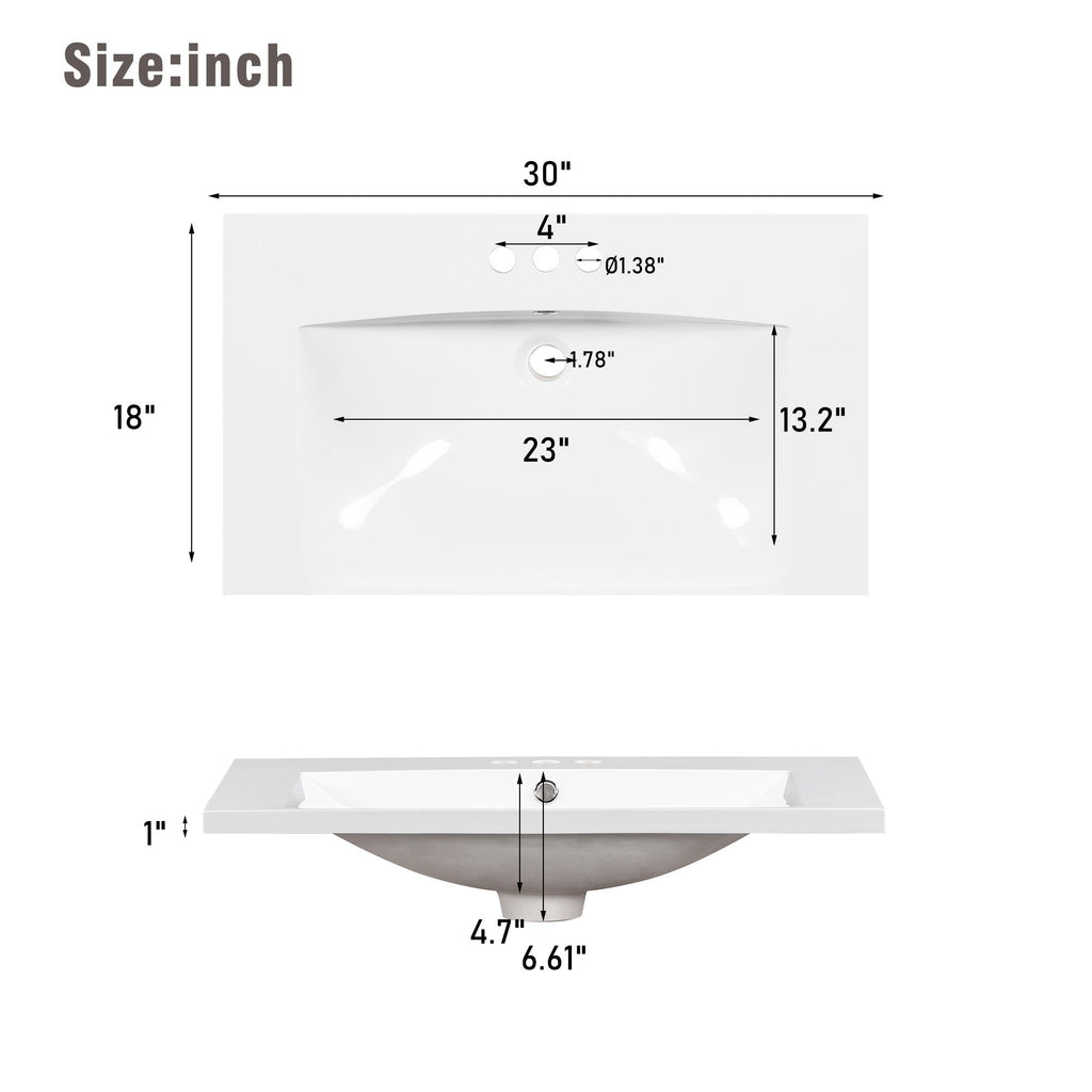 Bathroom Vanity With 2 Doors, 2 Drawers, Adjustable Shelf, Hidden Slides & Soft Close Hinges