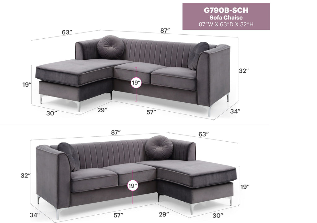 Delray - Micro Suede Sofa Chaise