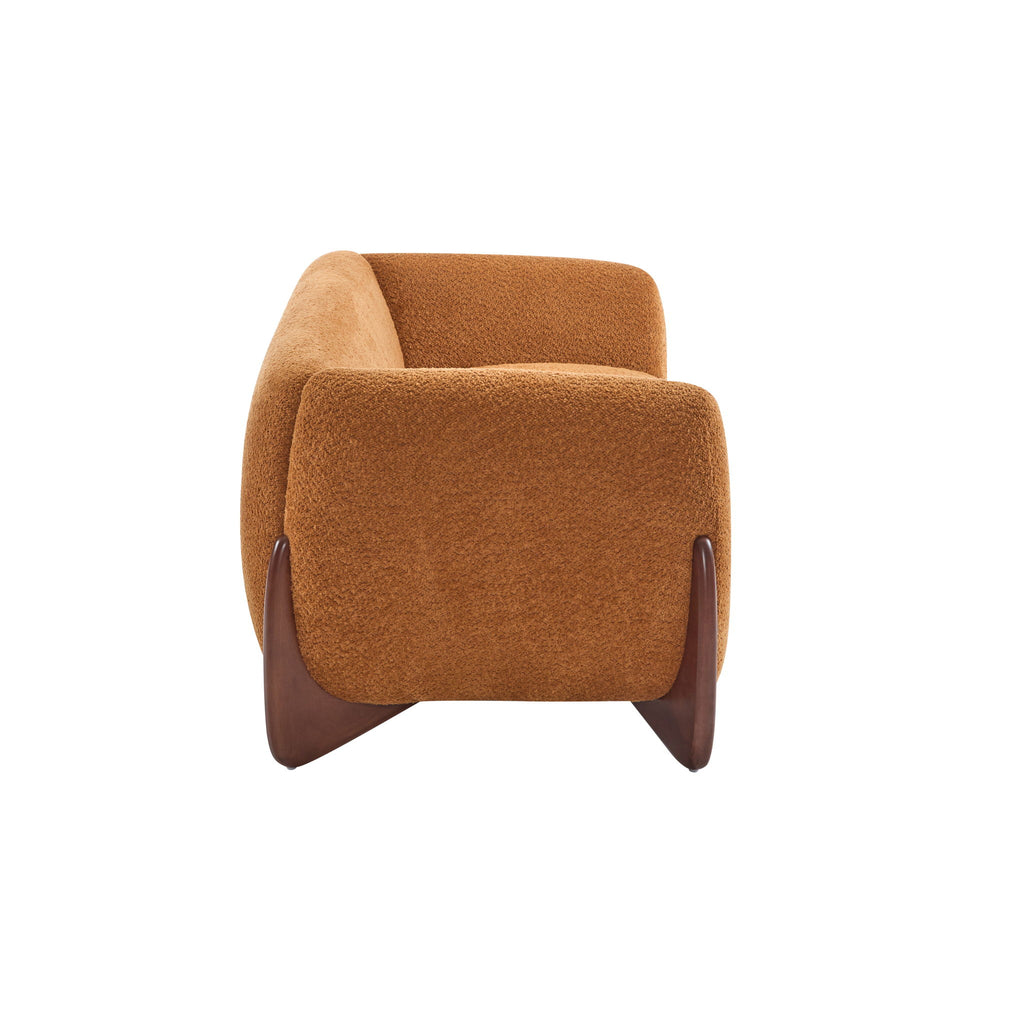 Contemporary Boucle Sherpa Sofa With Birch Wood Legs