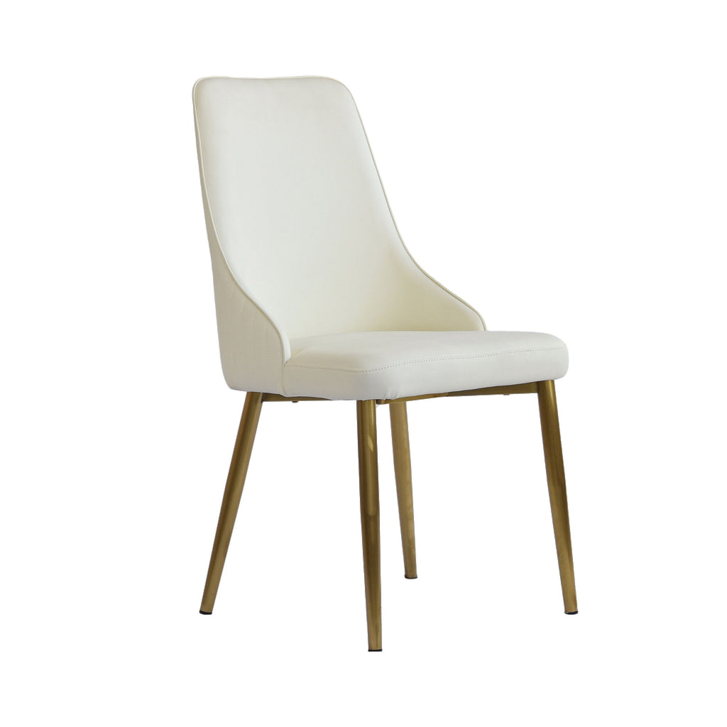 Modern Sponge-Filled Dining Chair, Solid Wood Metal Legs, Suitable For Restaurants, Living Rooms And Rooms (Set of 2) - White
