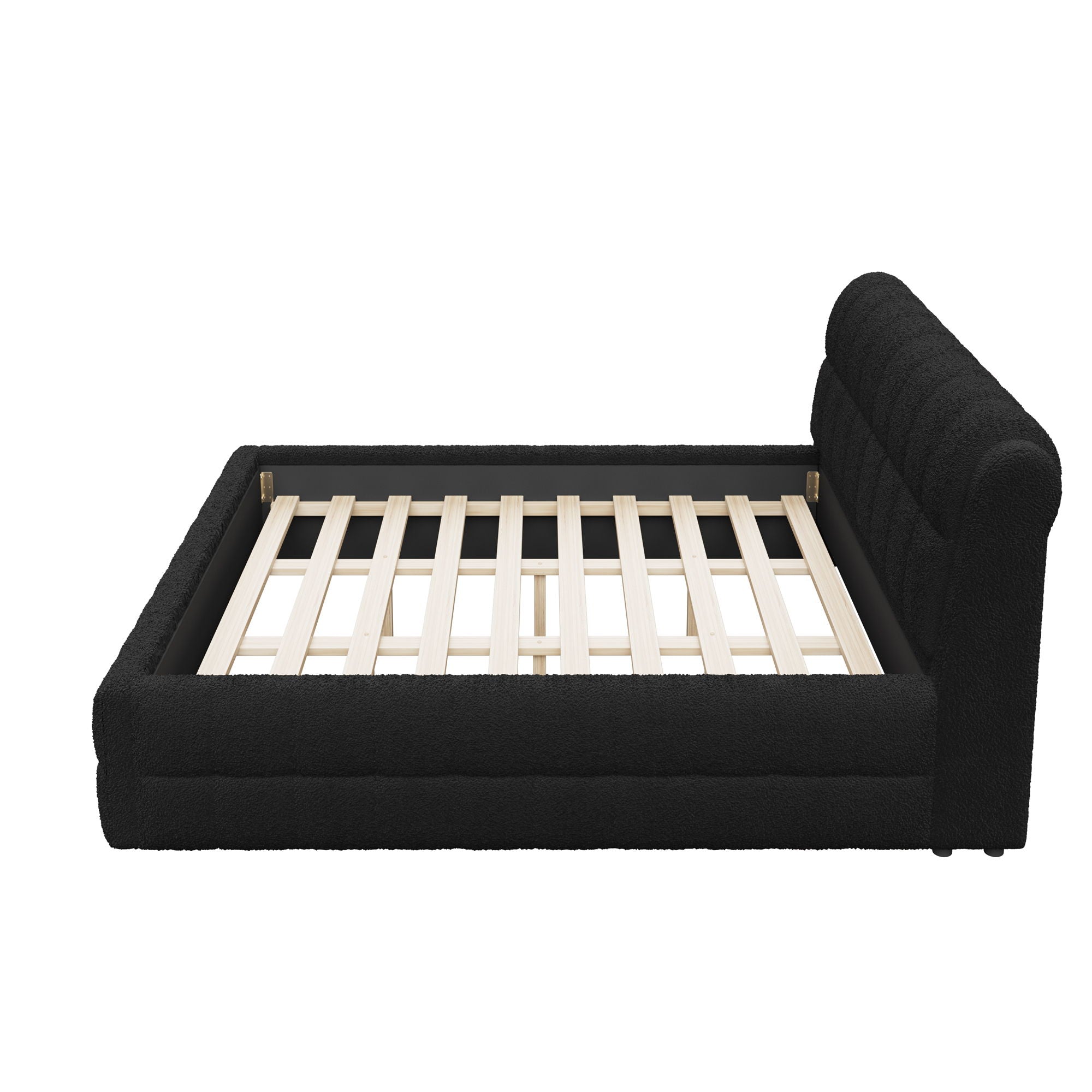 Upholstered Platform Bed With Stiching Details