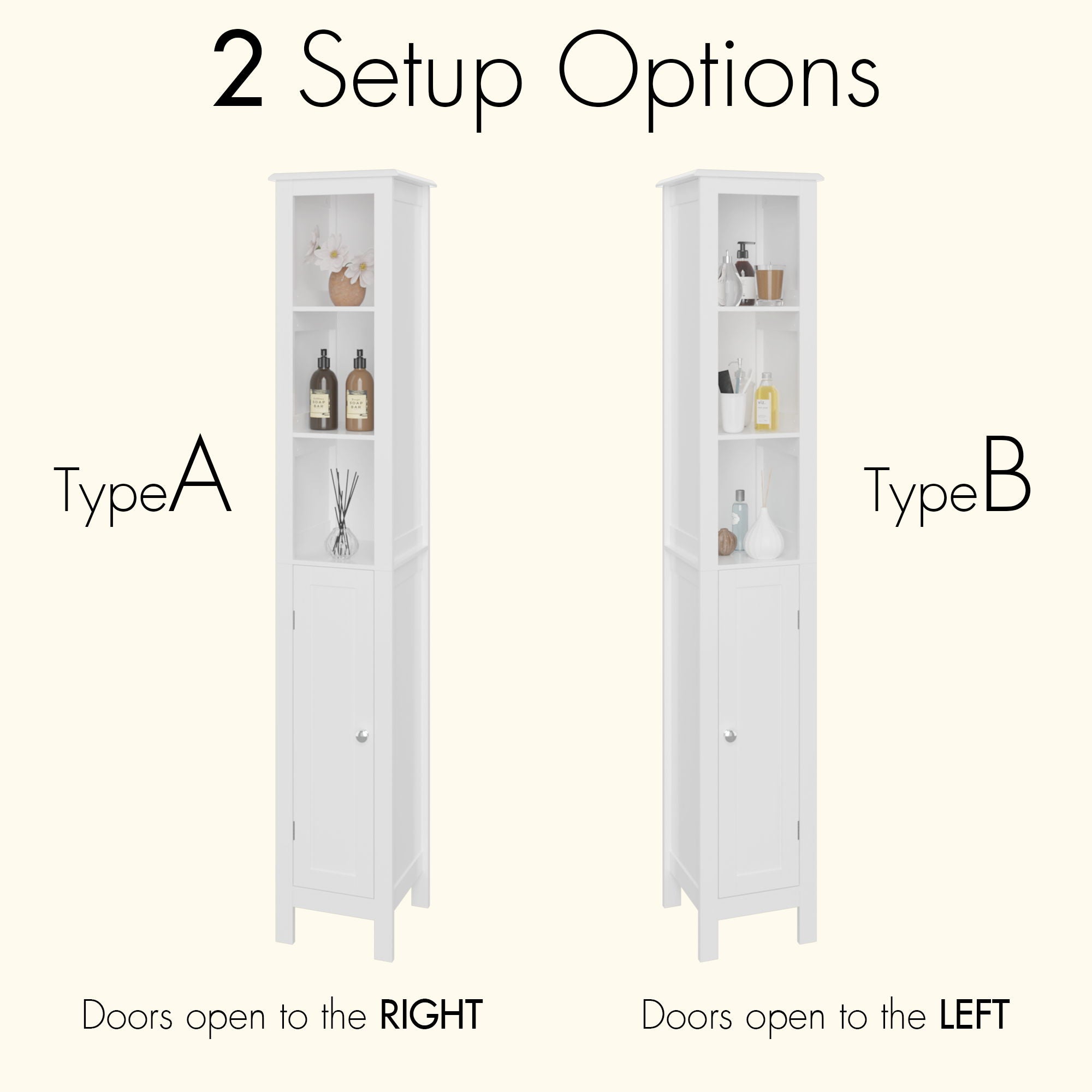 Slim Tall Bathroom Storage Cabinet With Adjustable Shelves, Anti Tip Freestanding Cabinet - White
