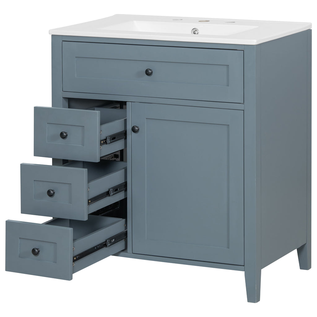 Modern Bathroom Vanity With Sink, 3 Drawers And Adjustable Shelf