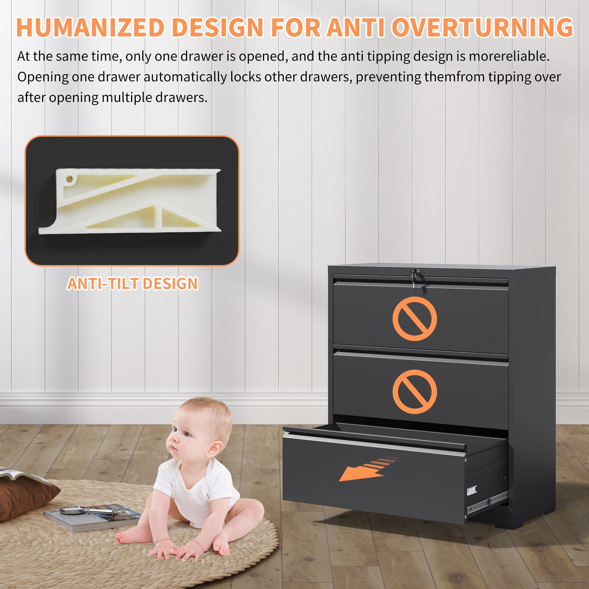 Premium Drawer Metal Lateral File Cabinet With Lock