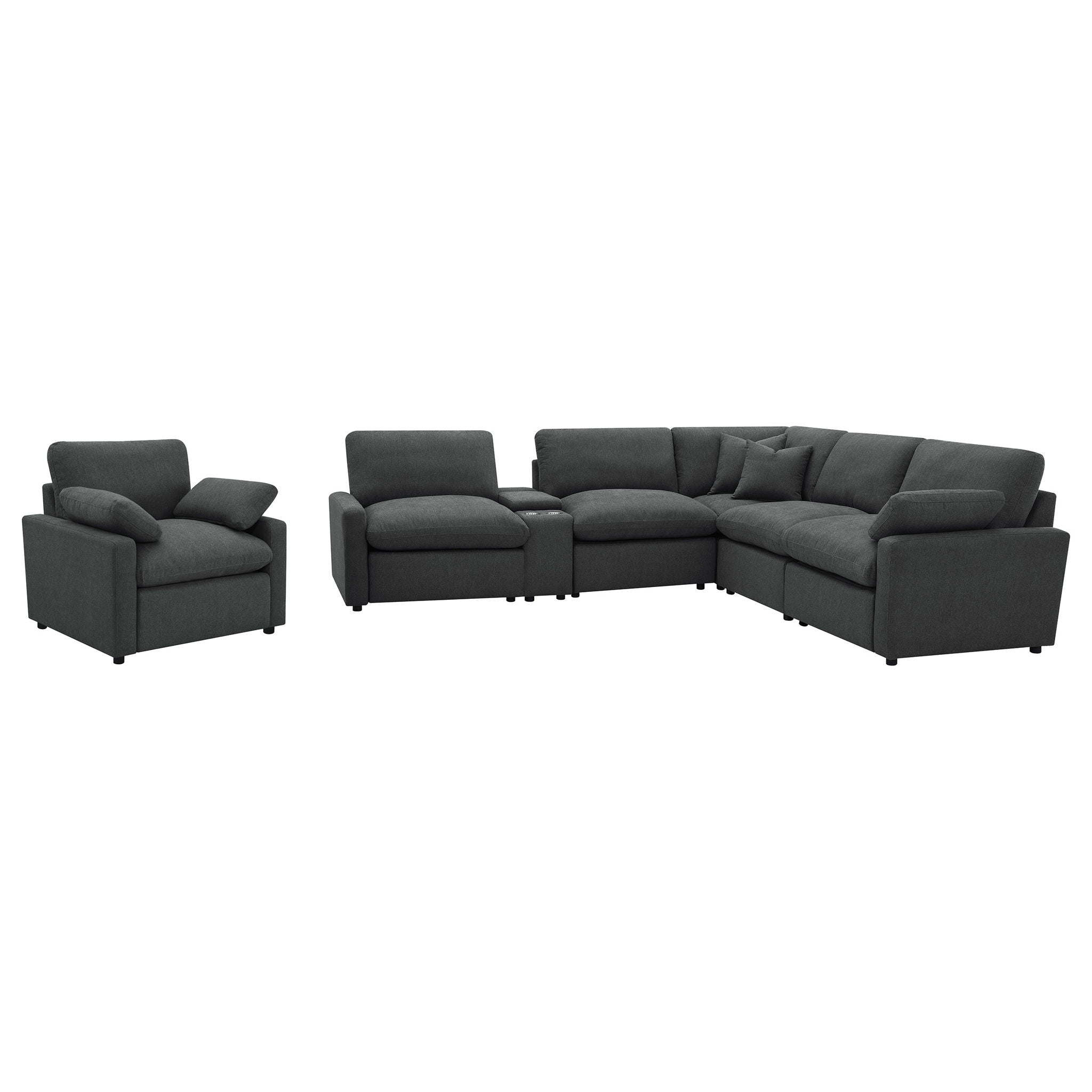 Hollander - 6 Piece Modular Power Reclining Sectional - Dark Gray