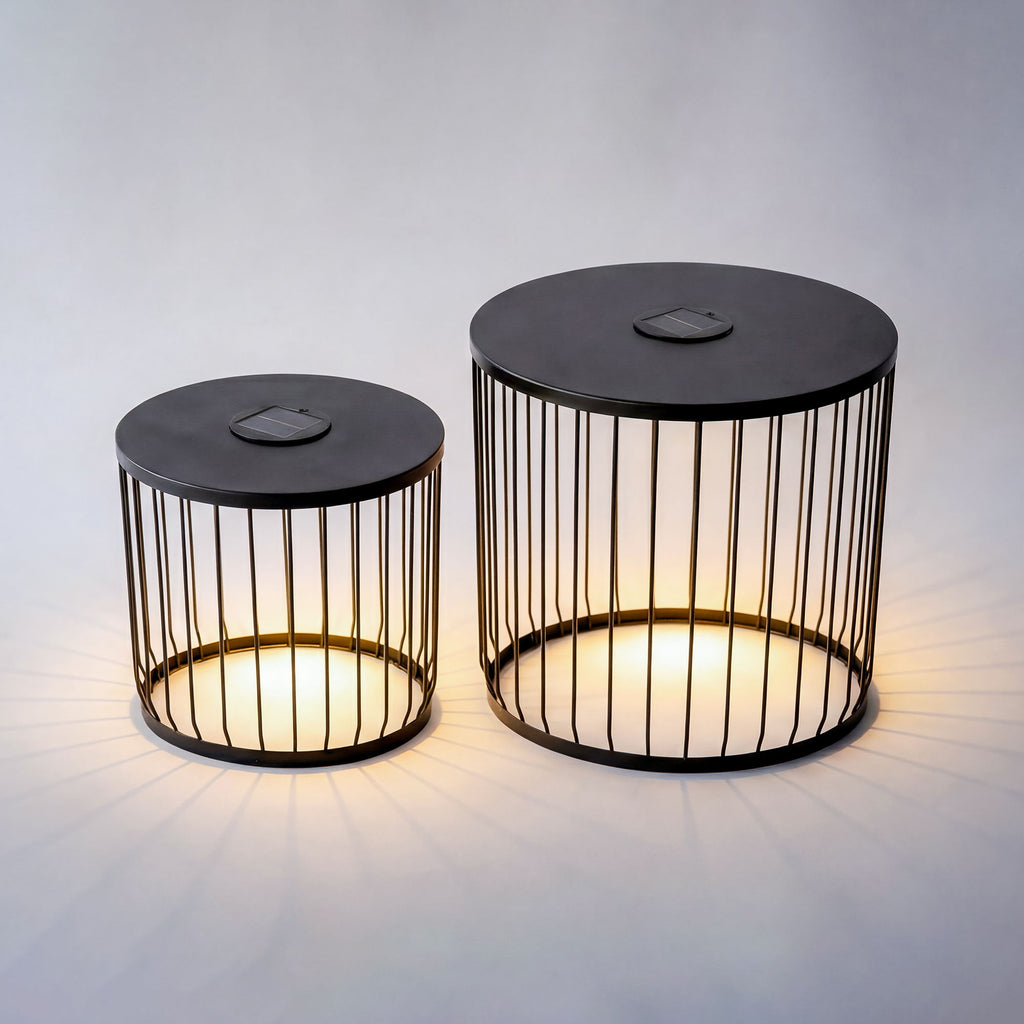 Solar Powered Nesting Side Table Set - Black