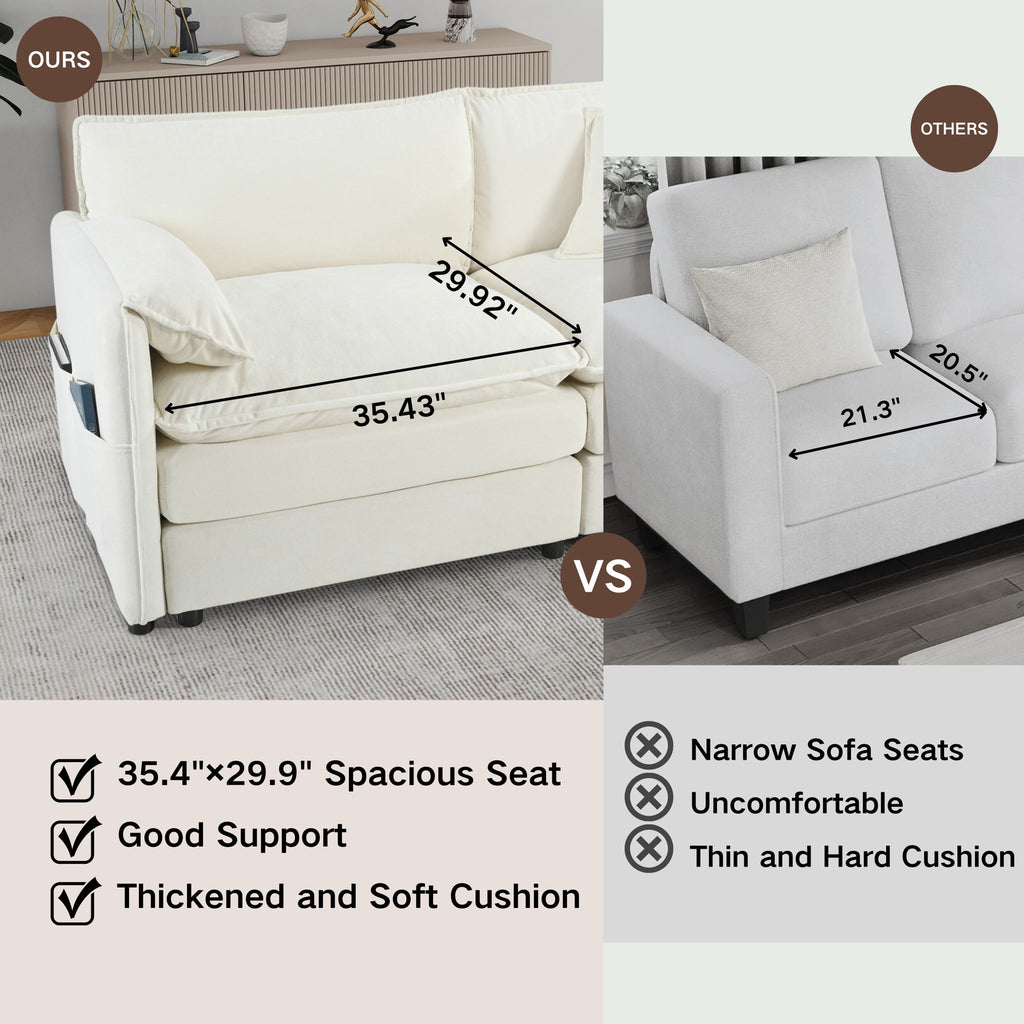 Oversized Chair With Movable Ottoman, Soft Upholstered Lounge Chair