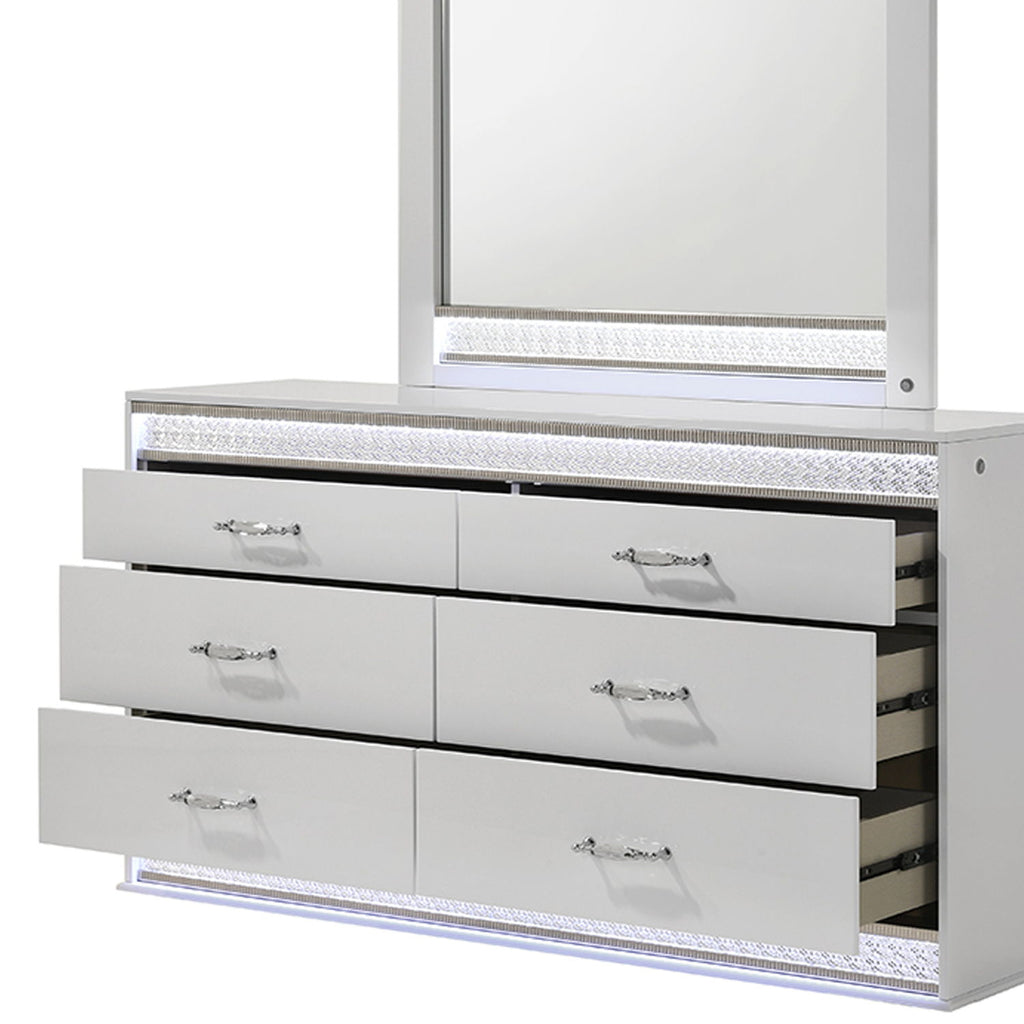 Glam - 6 Drawer Dresser & LED Lighting (Includes Dresser Only) - White