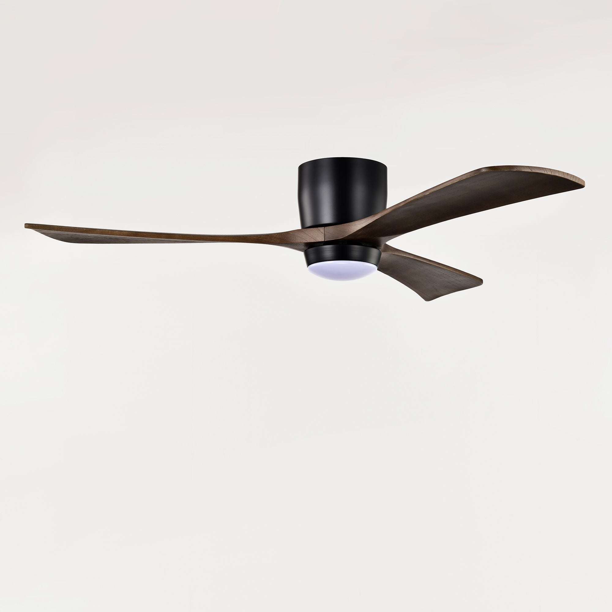 Flush Mount Blades Ceiling Fan With Lights Remote Control, Quiet DC Motor, 6 Speed, Reversible Ceiling Fan For Living Room - Matte Black