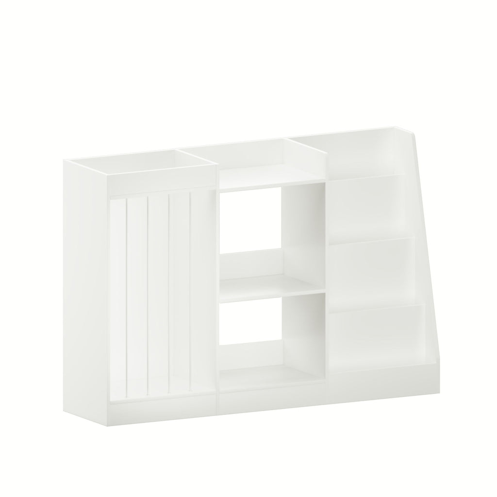 Bookshelf And Toy Storage, 3 Tier Montessori Bookcase With Stuffed Animal Organizer - White