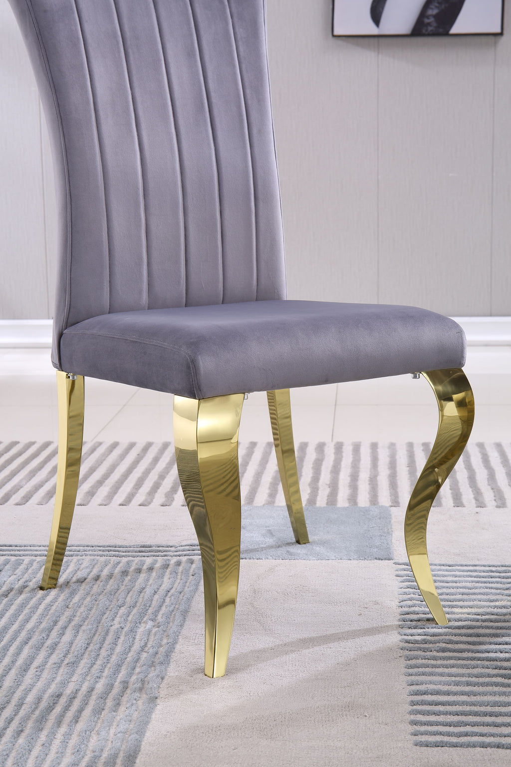 Upholstered Accent Armless Chairs With Stripe Backrest (Set of 2)