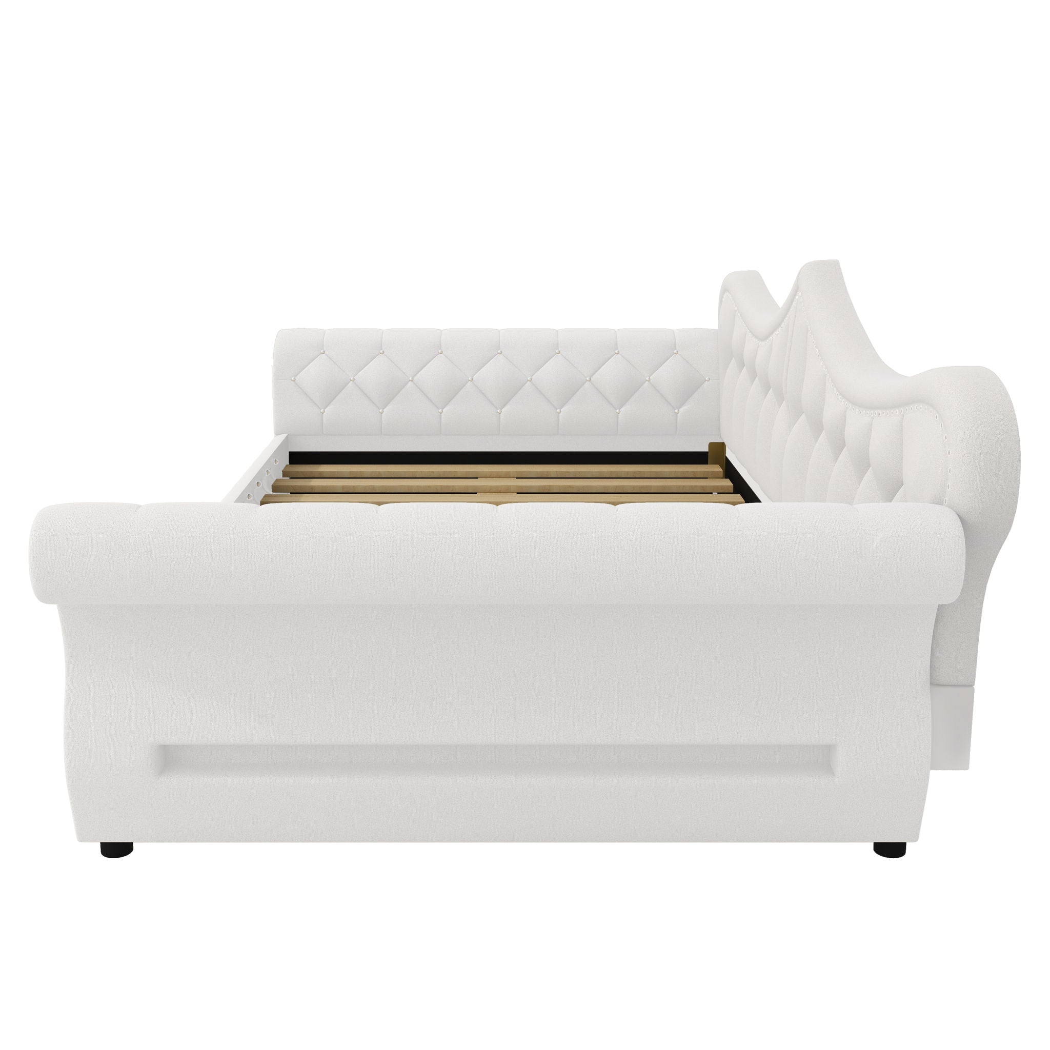 Upholstered Daybed With LED Lighting And Nailhead Trim