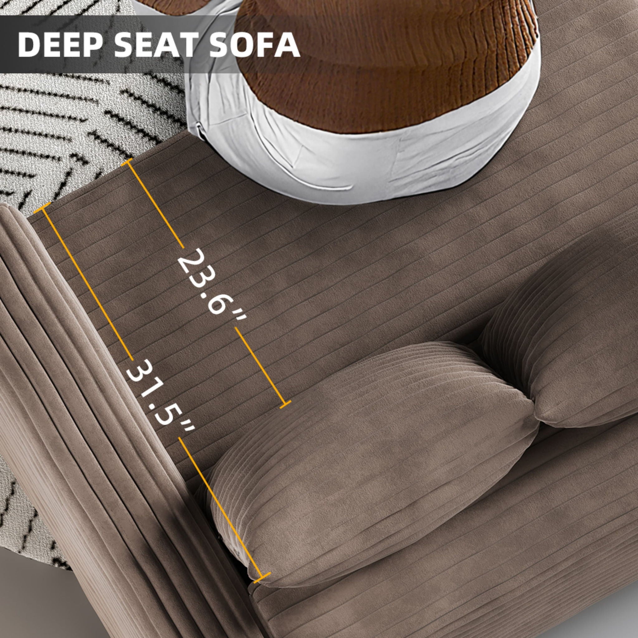 Deep Seat Convertible Sofa With Soft Pillows And Ottomans