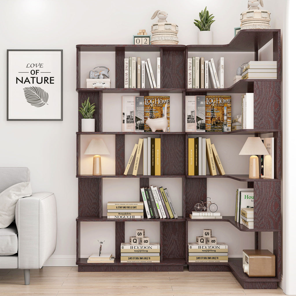 Modern 5 Tier Open Storage Bookcase