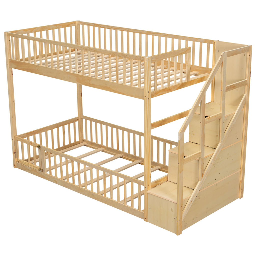 Floor Bunk Bed With Ladder And Storage