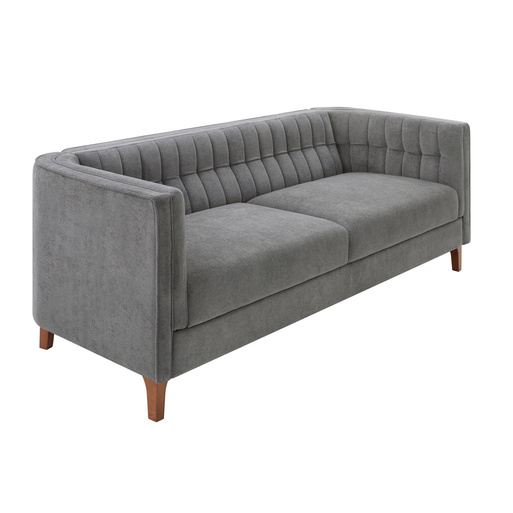 Modern 3 Seater Sofa, Upholstered Couch With Curved Armrests