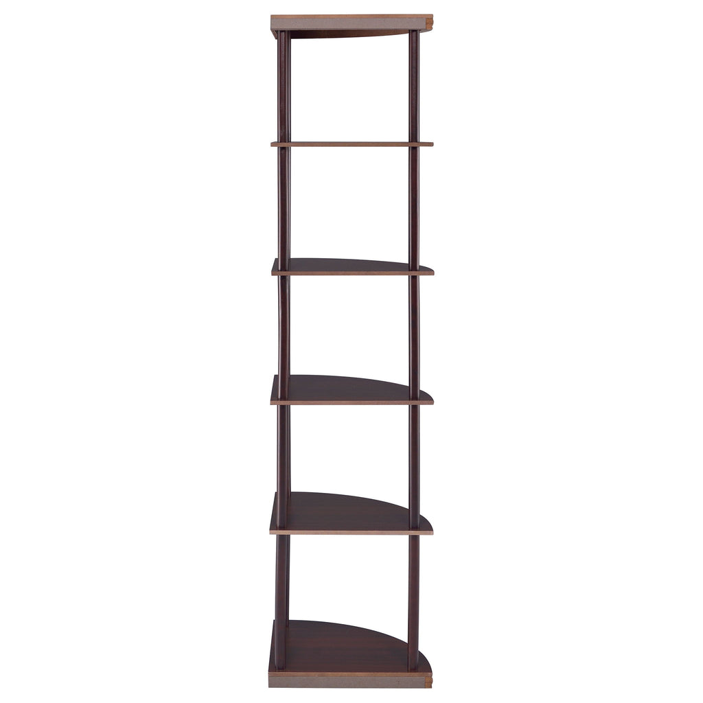 Corner Bookcase With 5 Shelves, Compact Design For Living Room - Cappuccino