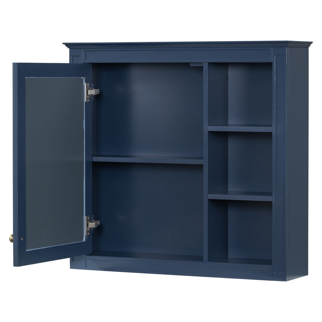 Bathroom Vanity With Top Sink, 2 Doors And 3 Drawers, Freestanding Set With Mirror Cabinet