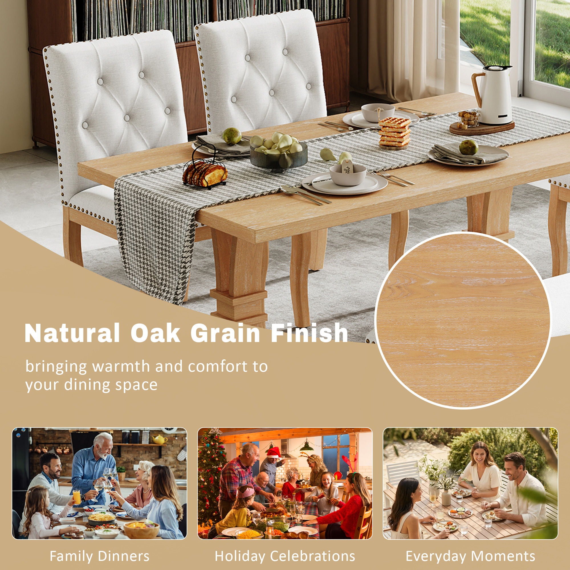 Dining Set With Bench, 6 Piece
