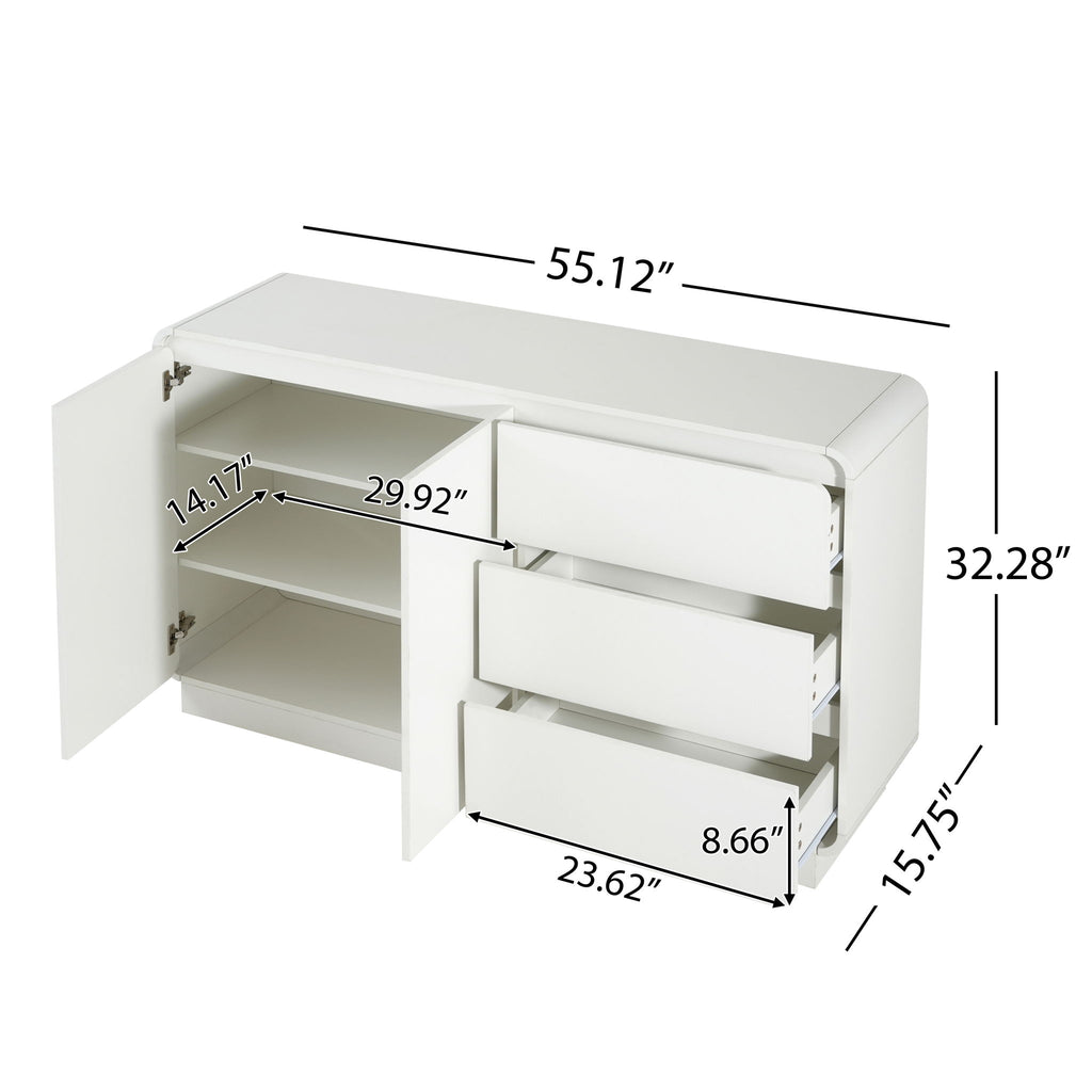 Sideboard, Wide Storage With 2 Doors And 3 Drawers