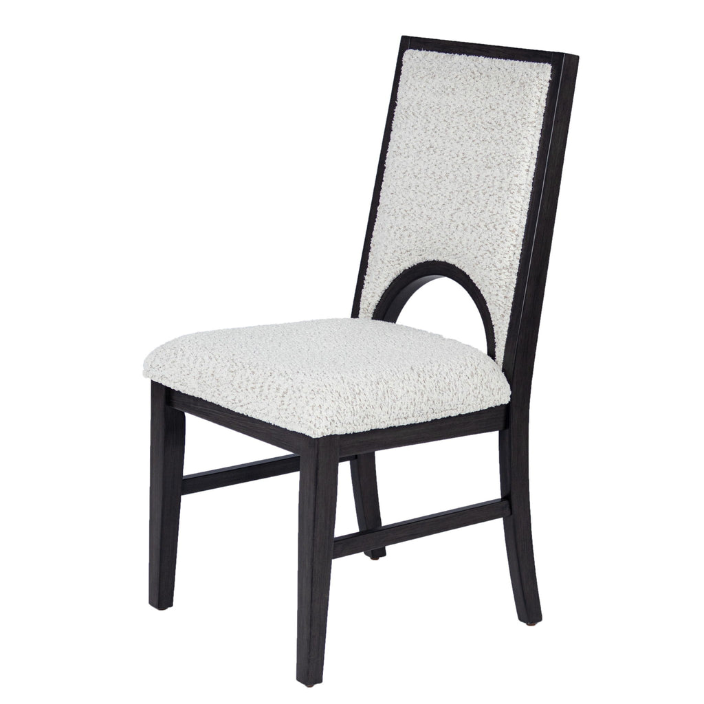 5 Piece Round Dining Set With Upholstered Chairs - Black / White
