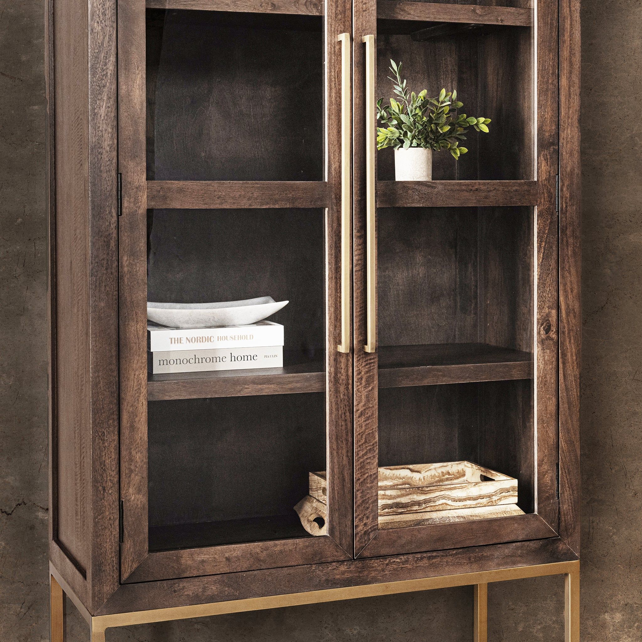 Freemont - Solid Wood Tall Cabinet - Kona Brown