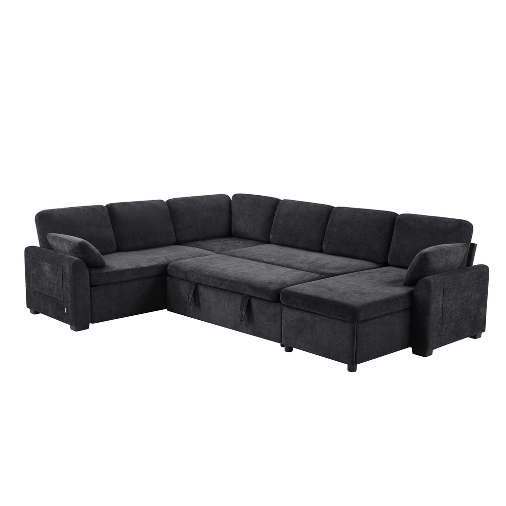 Convertible U-Shaped Sectional Sofa Bed With Reversible Chaise