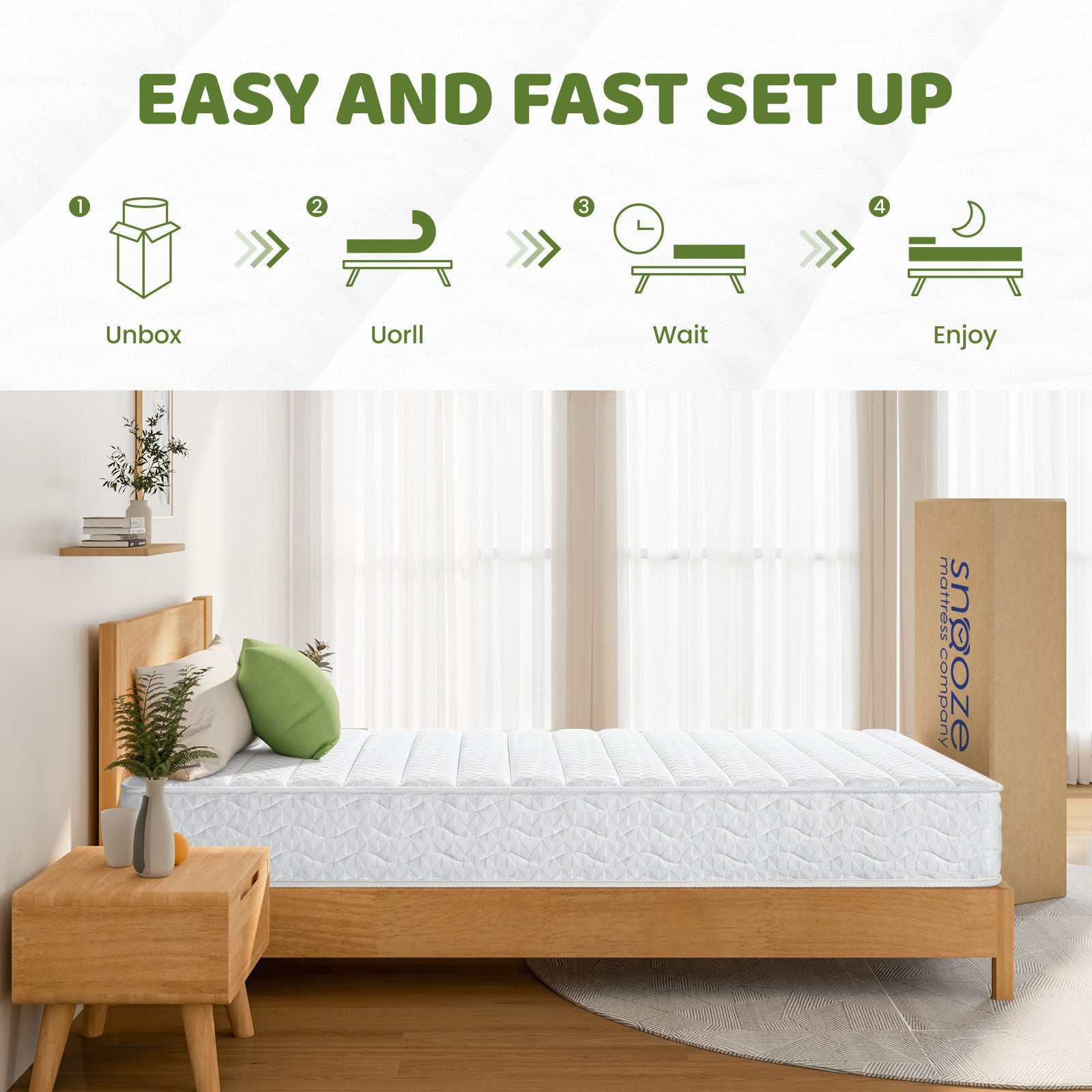 Snooze Mattress Company Crest - 8" Tight Top Medium Firm Independently Encased Pocket Coil Mattress