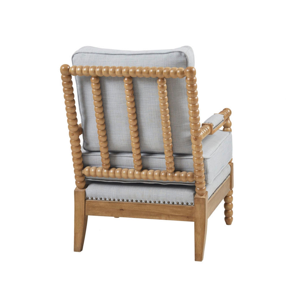 Arm Chair With Open Back Spindle Design, Padded Armrests
