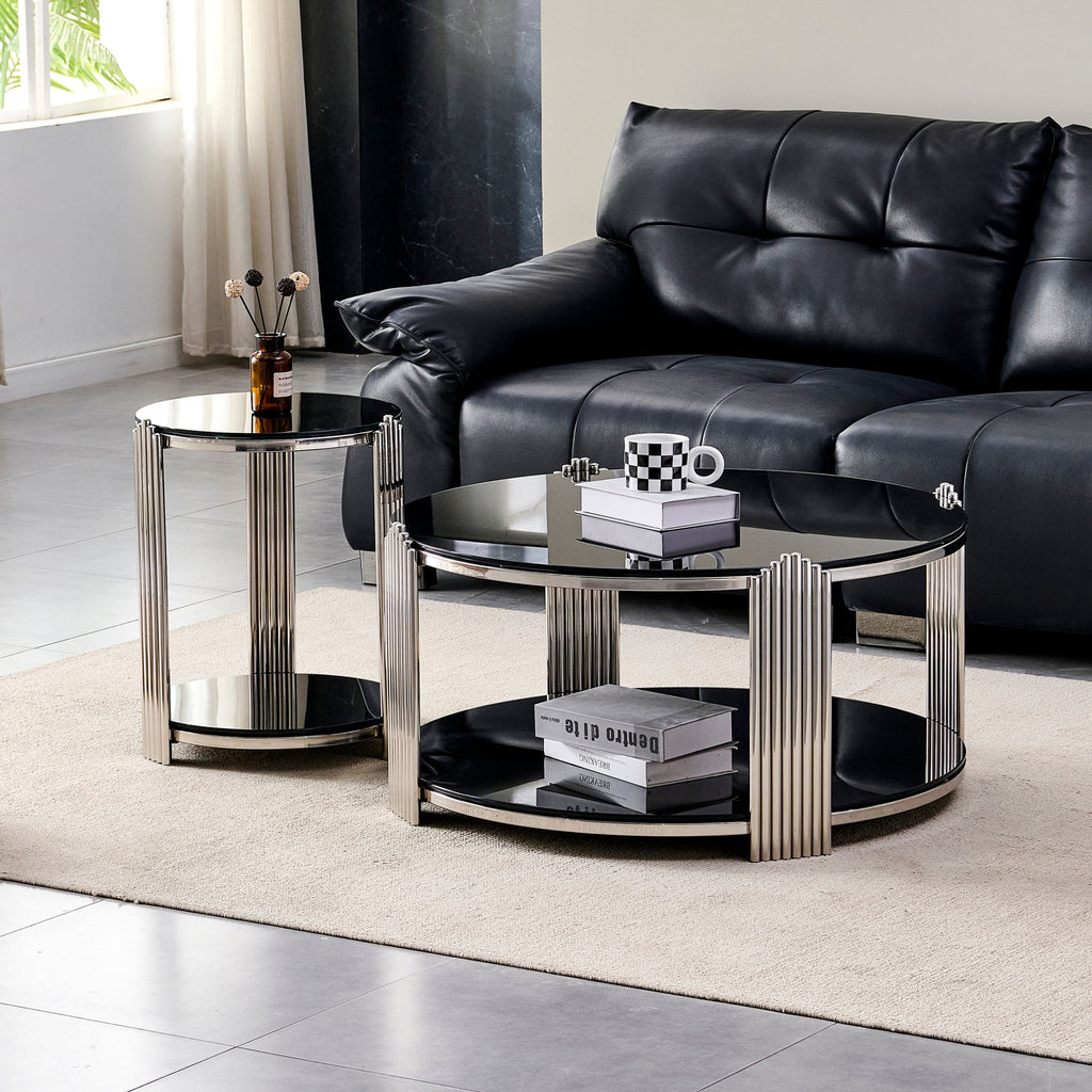 Round Table With Double Layer Storage