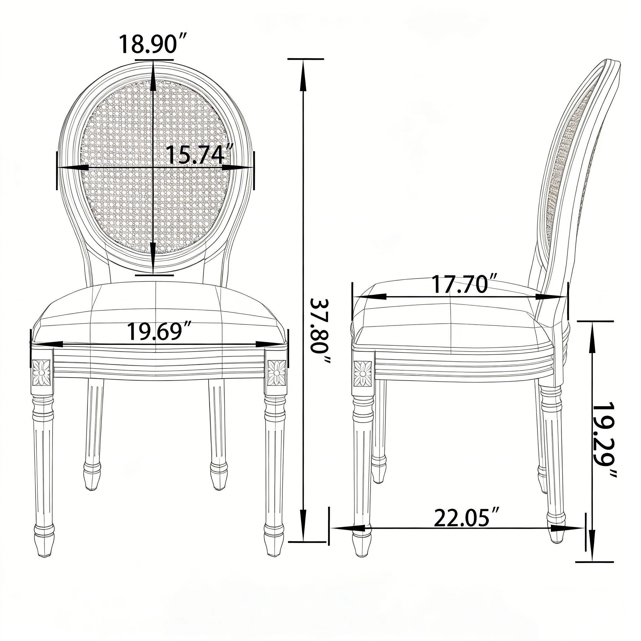 Dining Chairs, Upholstered With Round Back (Set of 2) - Beige