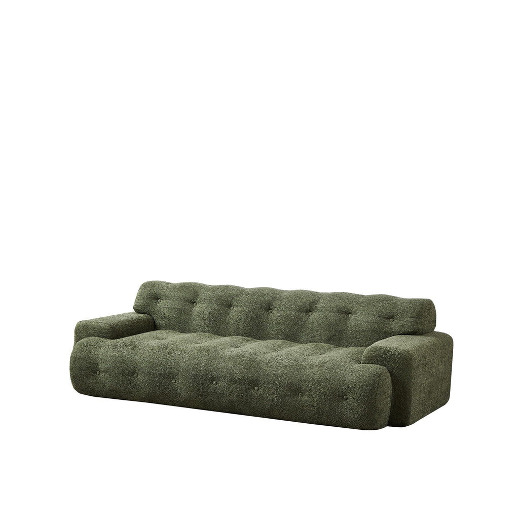 Cloud Series Minimalist Button Tufted Square Arm 3 Seater Sofa