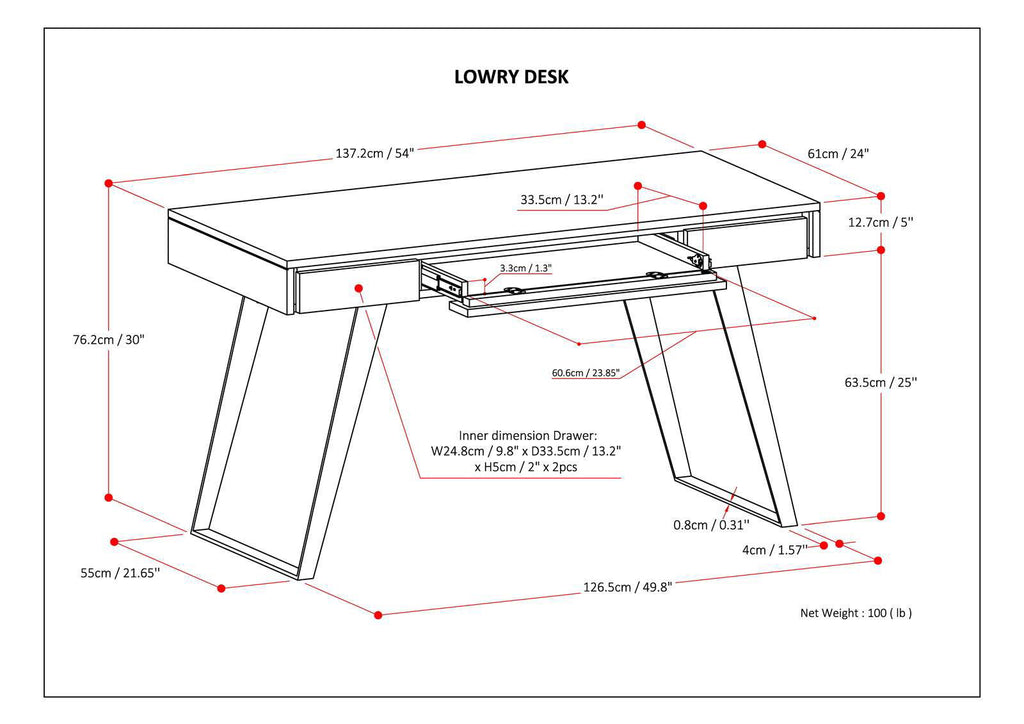 Lowry - Desk - Distressed Charcoal Brown