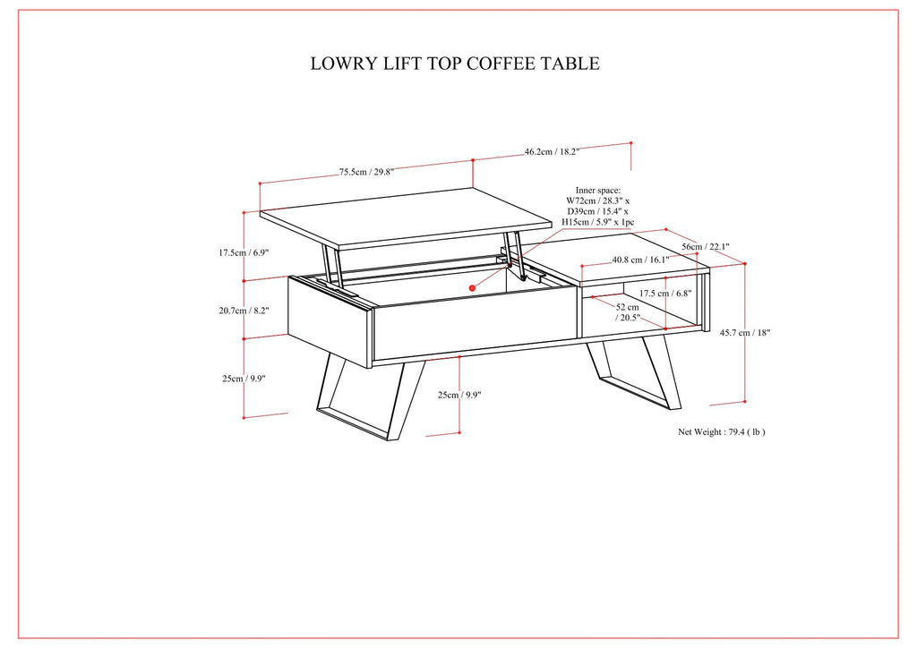 Lowry - Lift Top Coffee Table - Distressed Charcoal Brown