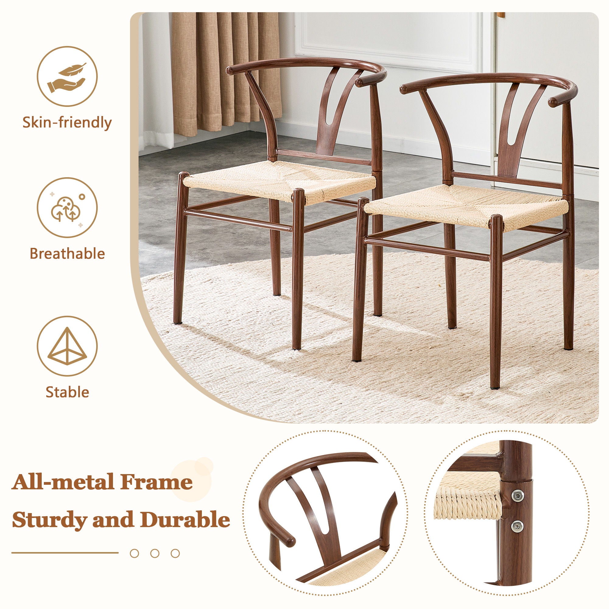 Wesborn - Y Shaped Medieval Armchair For Dining Table (Set of 2) - Brown
