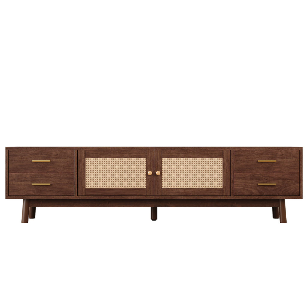 70" TV Stand With Doors For TVs Up To 80", Media Console With 4 Drawers & Cable Holes - Dark Brown