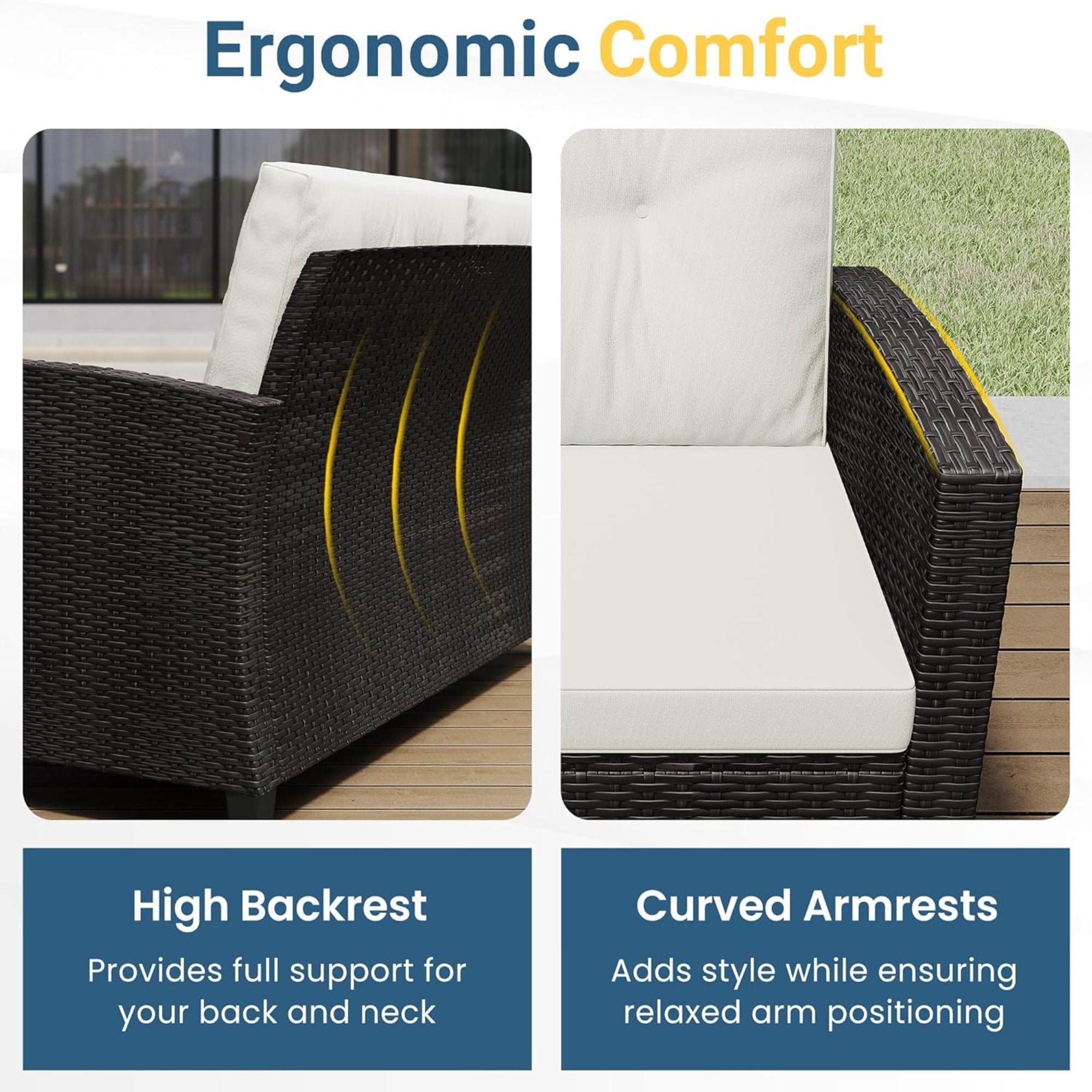 Modern All-Weather Patio Set With Cushions And Table