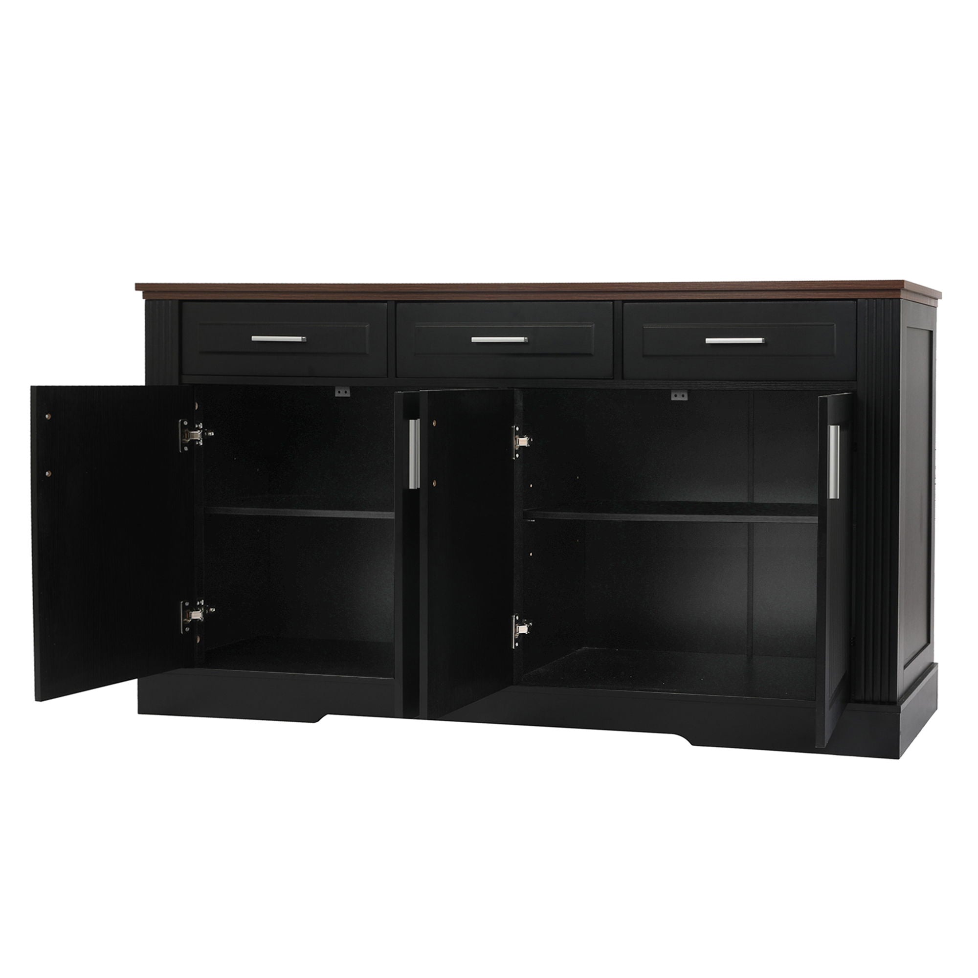 Fluted Sideboard Buffet Cabinet With 4 Doors And 3 Drawers