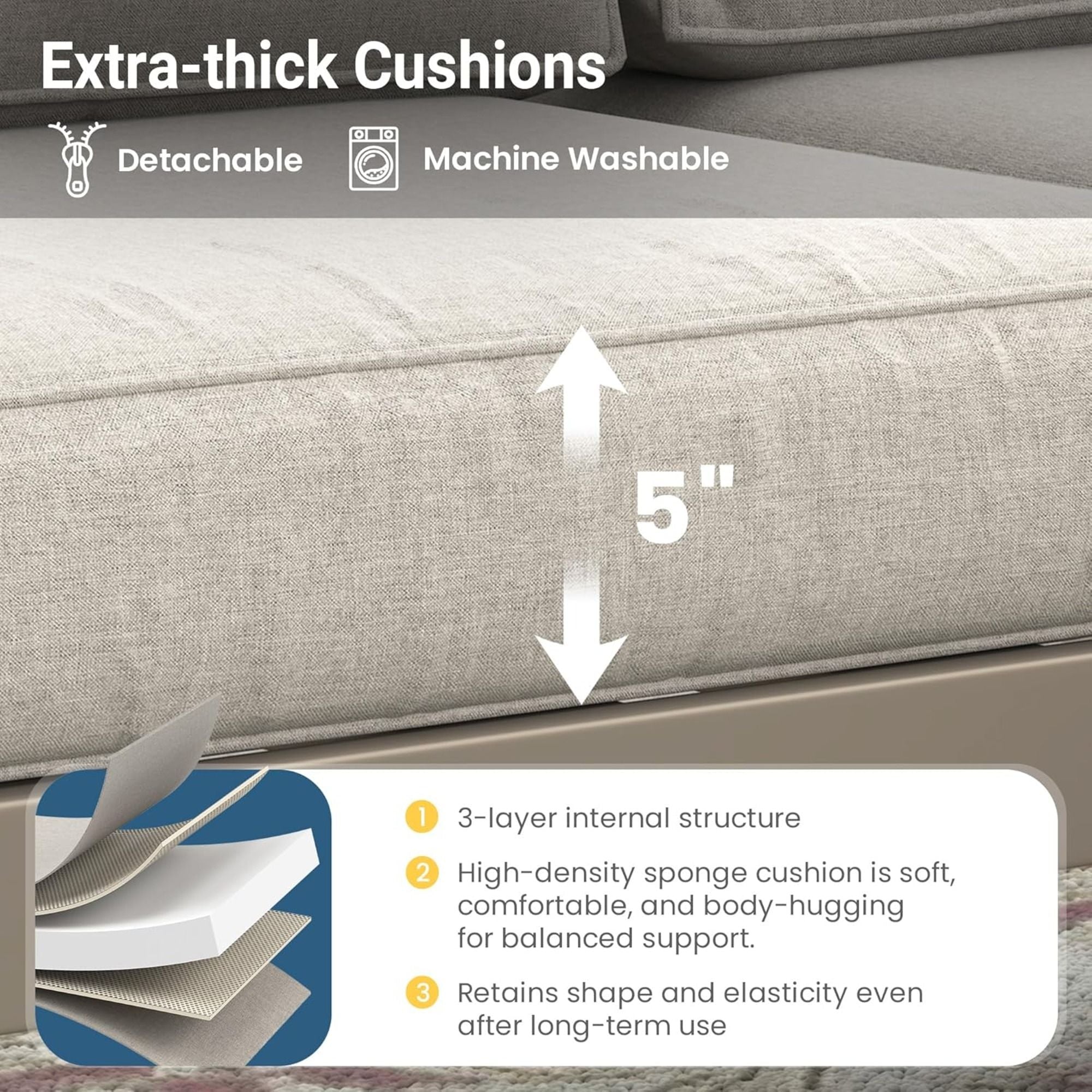 Modern All-Weather Patio Armchairs With Thick Cushions (Set of 2)