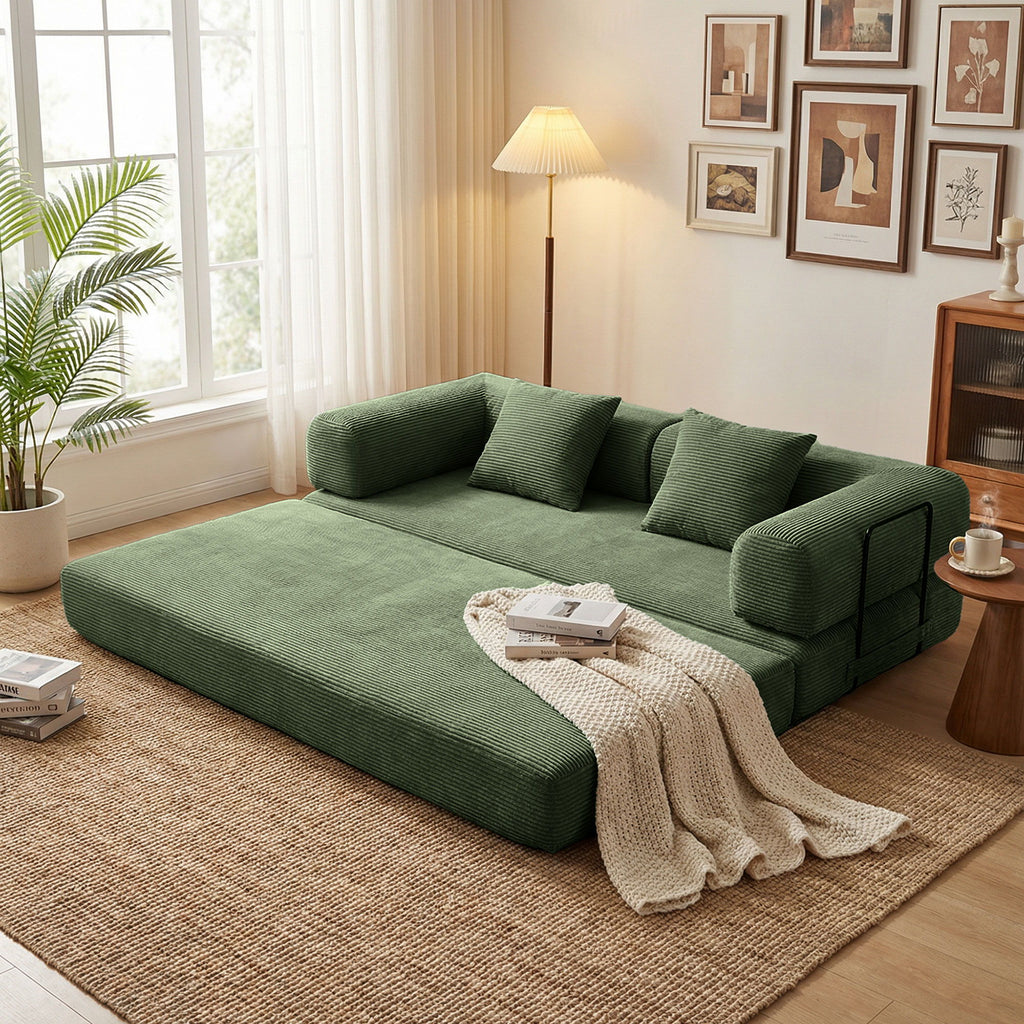 Convertible Sleeper Sofa Bed, 3 Seater Fold Out Couch With Mattress