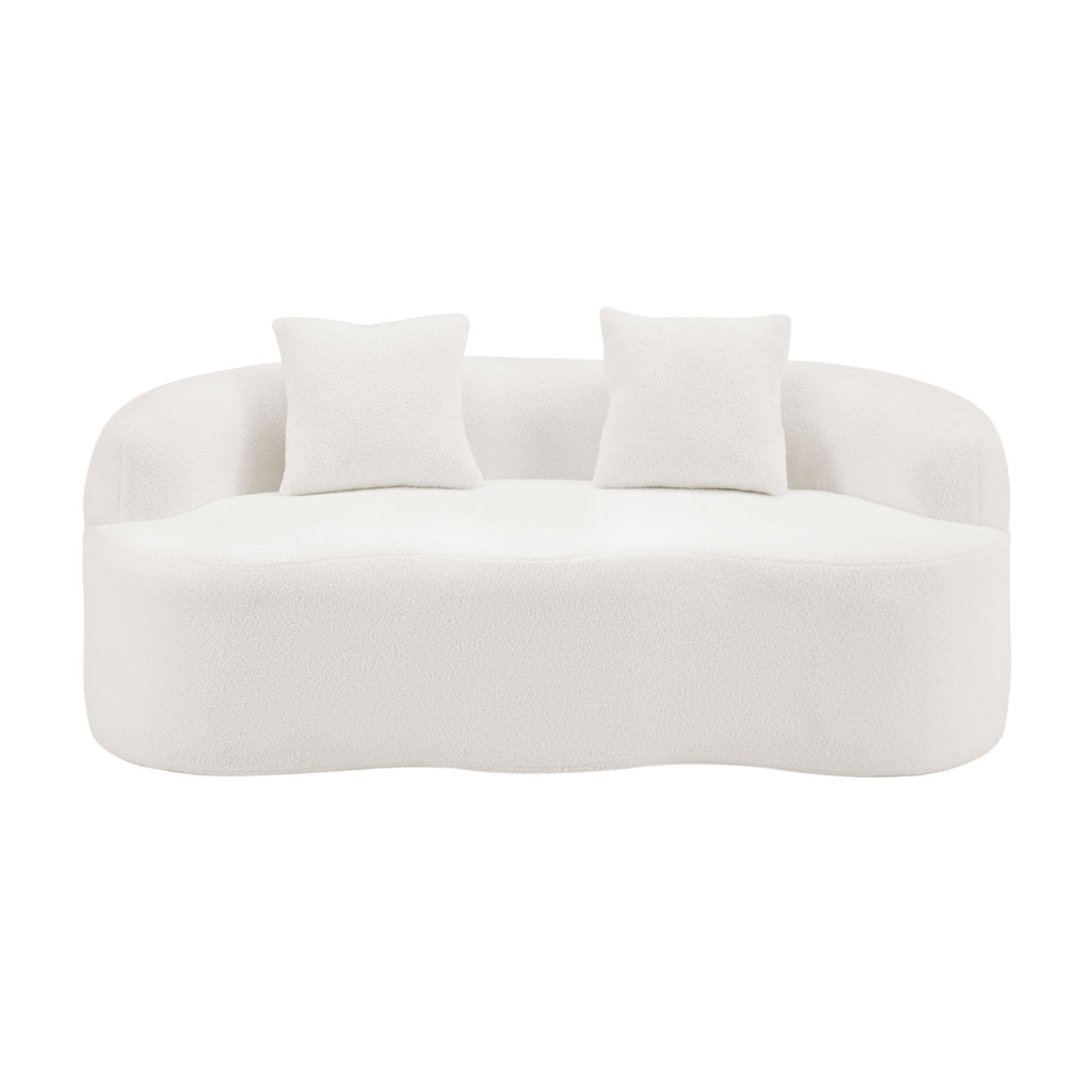 Curved Loveseat Sofa With Round Armrest
