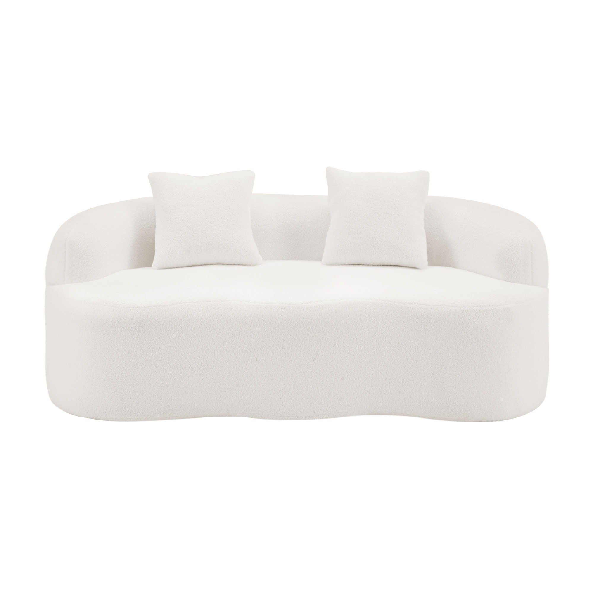 Curved Loveseat Sofa With Round Armrest