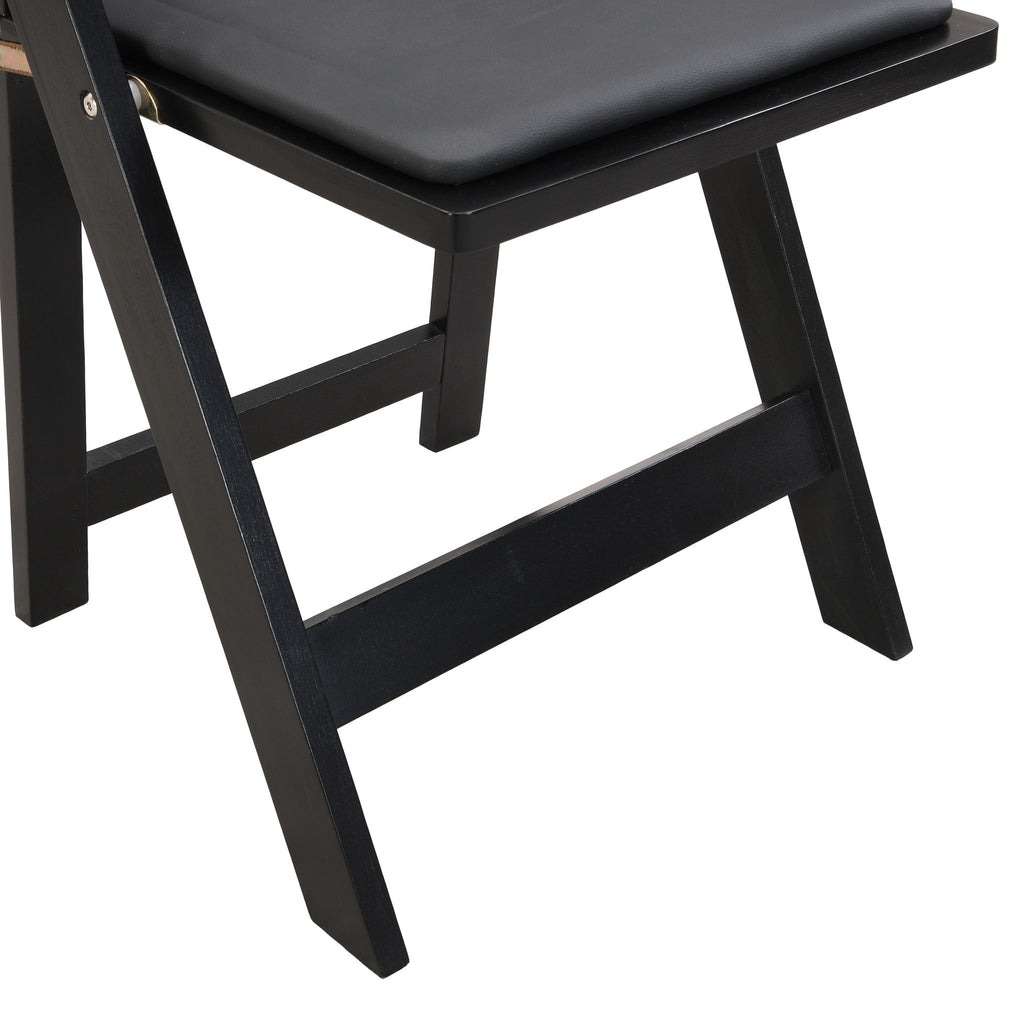 Solid Wood Upholstered Folding Chair Set, Dining Room (Set of 4)