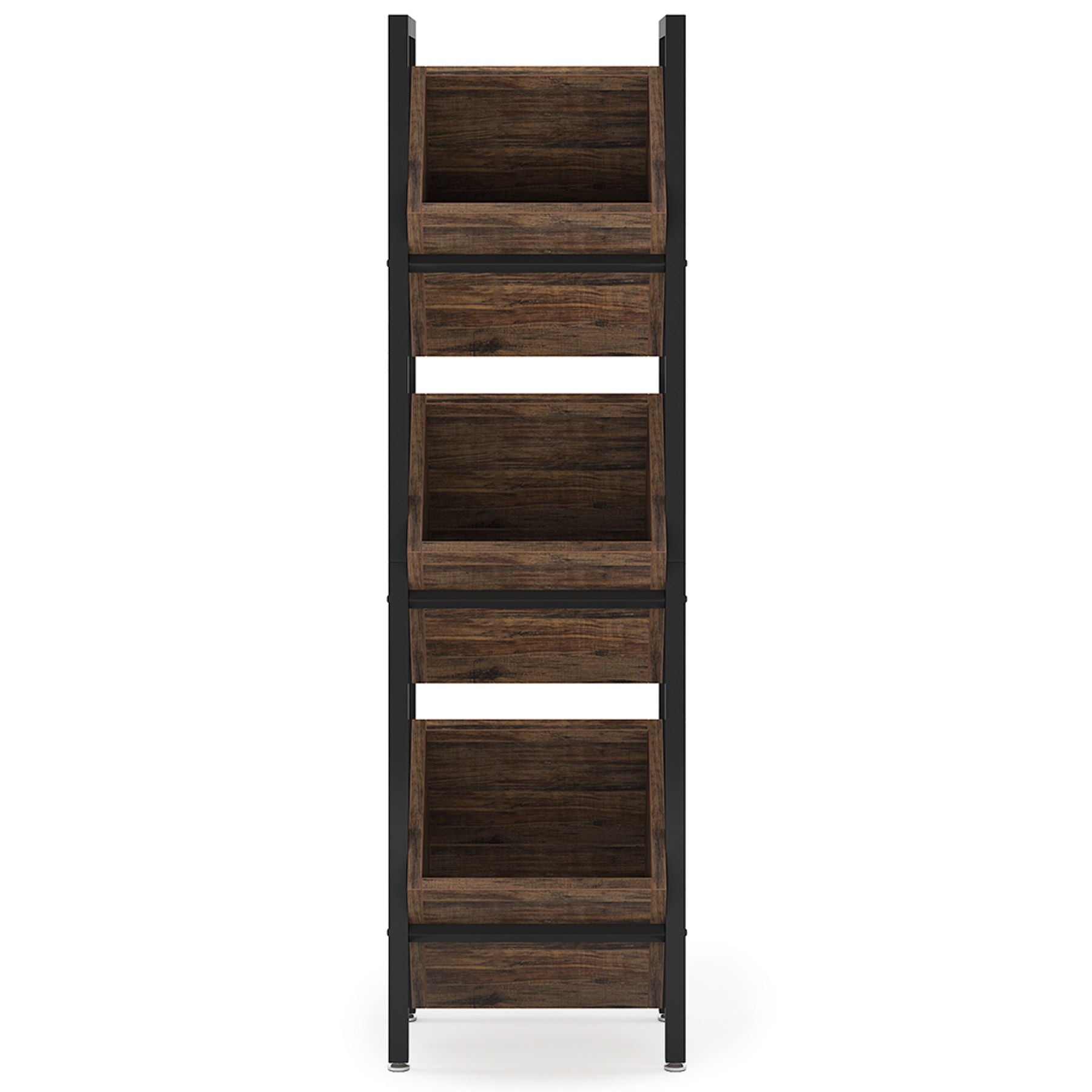 3 Tier Basket Stand With Angled Baskets, Vertical Storage Tower For Kitchen - Black