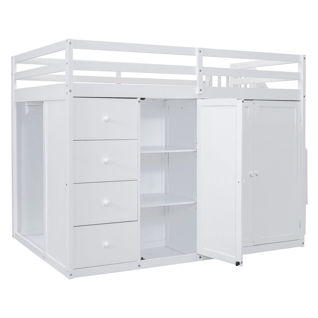 Loft Bed With Built In Wardrobes, Cabinets And Drawers