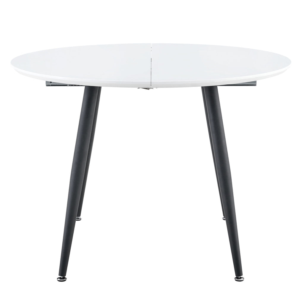 Pull Out Dining Table, Round Design - White