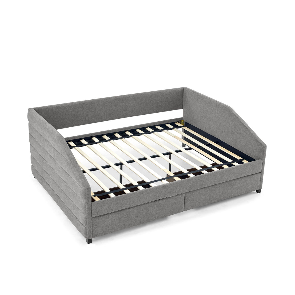 Elegant Daybed With Trundle Upholstered Tufted Sofa Bed