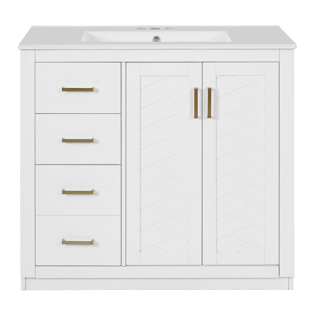 Bathroom Vanity With Sink Combo, Storage Cabinet, Freestanding Set With 3 Drawers & Soft Closing Doors