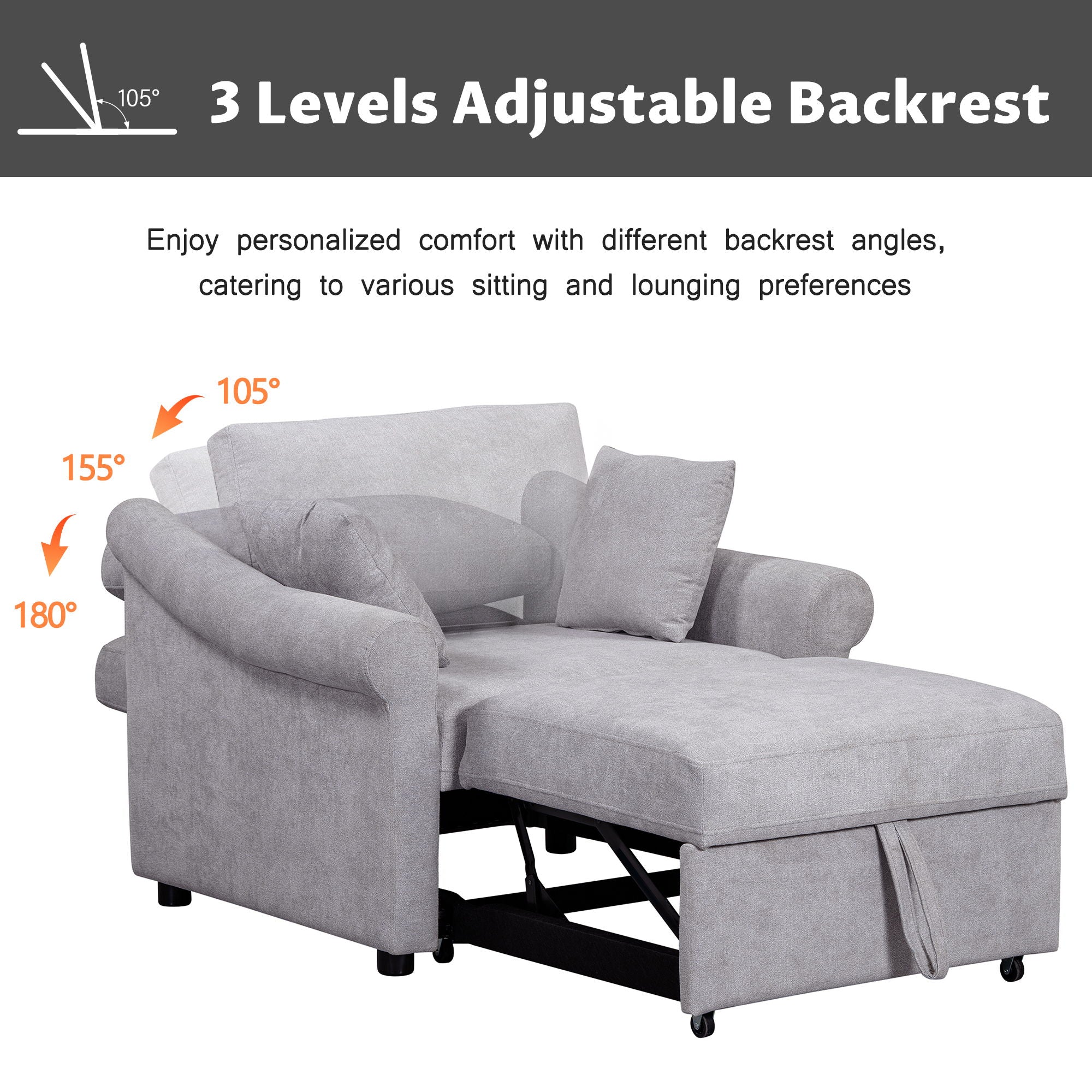 Convertible Sleeper Chair With Adjustable Backrest