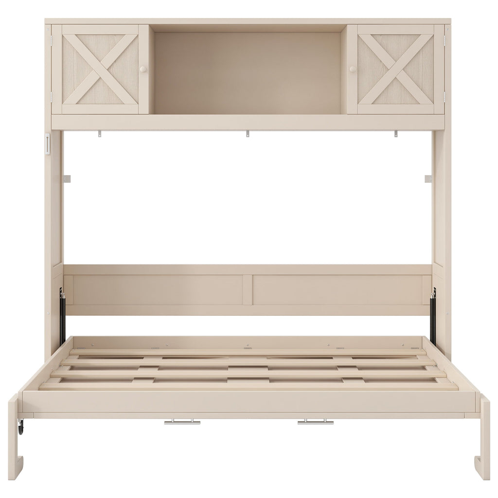 Rustic Casual Murphy Bed With Storage Cabinets